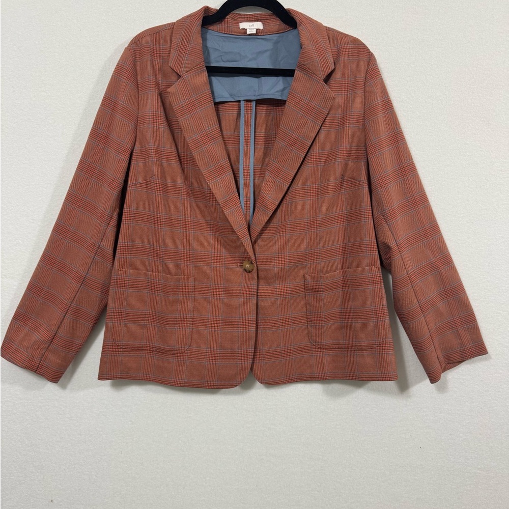 J. Jill Rust Plaid BlazerJacket Sz Large Petite